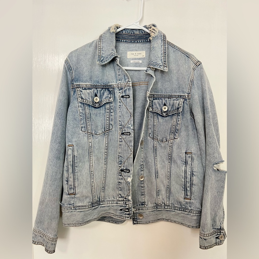 Rag & Bone Denim Boyfriend Jacket Distressed (Women)